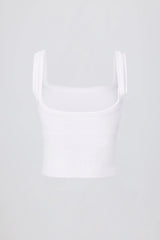 Seamless Soft Rib Square Neck Tank Top in White