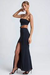 Hardware Detail Cut Out Maxi Dress in Black