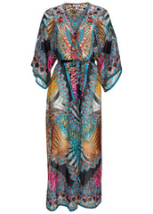 Long Kimono Cover Up Mirrored Jungle