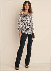 Tie Waist Blouse Black White