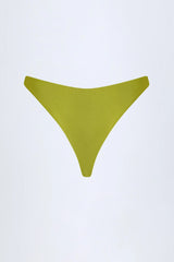 Bead Embellished Cheeky Bikini Bottoms in Olive Green