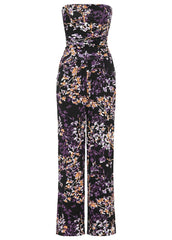 Strapless Printed Jumpsuit Purple Multi