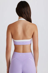 Soft Active Twist Front Halterneck Sports Bra in Lavender