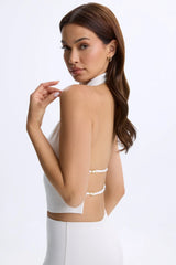 Modal Cowl Neck Open Back Top in White
