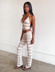 MARISSA FOLDOVER KNIT PANT TAUPE OMBRE STRIPE