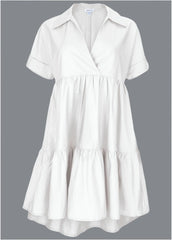 Cotton Poplin Tiered Dress Cloud Dancer