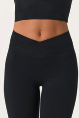 Soft Active V Waist Flared Leggings in Black