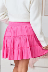 Through The Garden Longer Length Pink Mini Skort