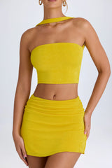 Ruched Mid Rise Mini Skirt in Buttercup