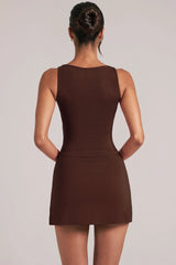 Square Neck Top in Chocolate Brown