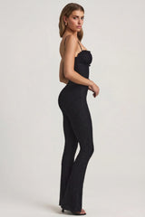 Bow Detail Lace Flared Jumpsuit in Black