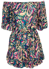 Flirty Cover Up Romper Fuzzy Paisley
