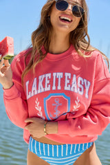 Lake It Easy Light Red Graphic Sweatshirt