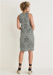 Linen Deep V Dress Modern Folk Bicolor