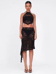SIYA MIDI SKIRT BLACK LACE BLACK LACE