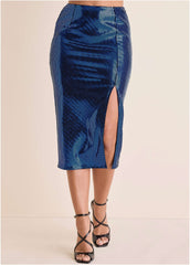 Sequin Midi Skirt Blue Black