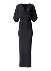 Drape Sleeve Maxi Dress Jet Black