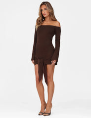 CYPRESS MINI DRESS BROWN CHOCOLATE
