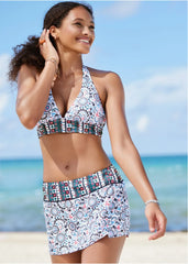 Anguilla Halter Bikini Top Lotus Flowers