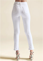 Triangle Hem Jeans White
