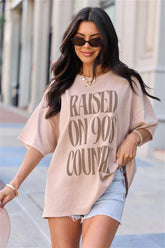 Raised On 90s Country Taupe Oversized Graphic Tee