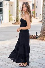 Ainsley Black Strapless Maxi Dress
