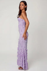 Lace Up Corset Maxi Dress in Lilac