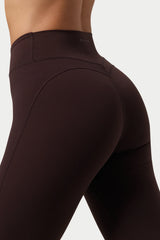 Soft Active Ruched Flared Trousers in Espresso