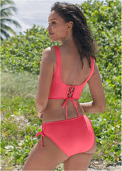 Lattice Side Bikini Bottom Sunset Pink