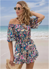 Flirty Cover Up Romper Fuzzy Paisley