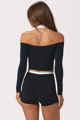 Soft Jersey Off Shoulder Top in Black