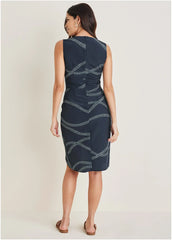 Ruched Side High Low Dress Yacht Rope Print