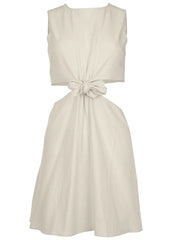 Linen Cutout Mini Dress Cream