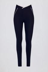 Soft Active Crossover Contrast Leggings in Midnight