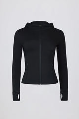 Soft Active Hooded Mid Layer Jacket in Black