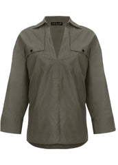 V Neck Oversized Shirt Olive