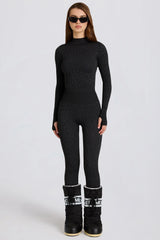 Thermal Base Layer Leggings in Black Leopard