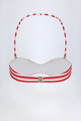 Multiway Bikini Top in Cherry Red Stripe