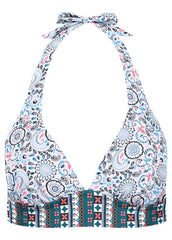 Anguilla Halter Bikini Top Lotus Flowers