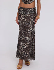 PEARL MAXI SKIRT MULTI LEOPARD