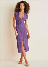 Linen Midi Dress Purple