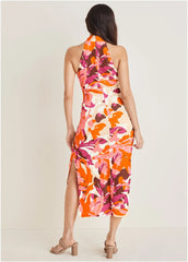 High Neck Midi Dress Desert Floral