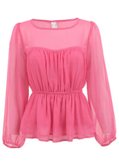 Sheer Beauty Blouse Hot Pink