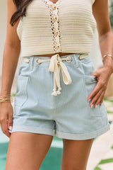 Kay Pinstripe Denim Shorts