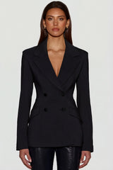 Structured Double Breasted Blazer in Black