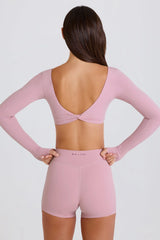 Long Sleeve Crop Top in Mauve