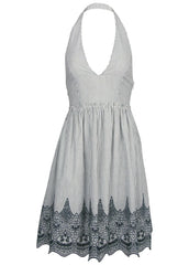 Embroidered Midi Dress Black Ecru