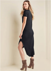 Casual T Shirt Maxi Dress Black