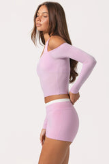 Soft Jersey Off Shoulder Top in Sweet Pink