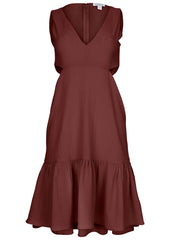 Fluted Satin Mini Dress Auburn